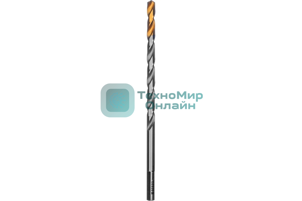 Сверло спиральное по металлу Denzel 6 х 139 мм, Р6М5, Golden Tip, удлиненное
