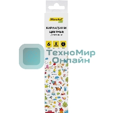 Карандаши цветные Silwerhof Eco 2.65 мм, шестигранный профиль, дерево, ассорти, 6 цветов, коробка с европодвесом