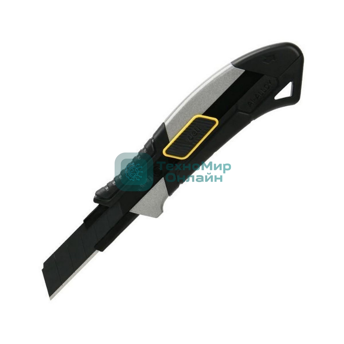 Технический нож Deli DL4256 18мм, корпус из алюминиевого сплава, прорезиненная рукоятка