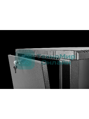 Шкаф коммутационный ЦМО ШРН-15.650-9005 настенный 15U 600x658мм пер.дв.стекл 200кг черный 600мм 180град.