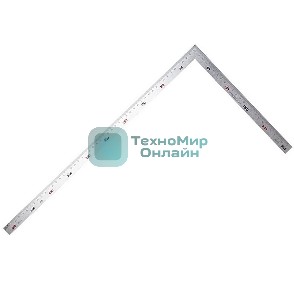 Угольник двусторонний цельнометаллический Deli DL7150 250х500мм, нержавеющая сталь