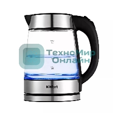 Чайник электрический Kitfort KT-6118 1.7л. 2200Вт прозрачный/серебристый (корпус: стекло)
