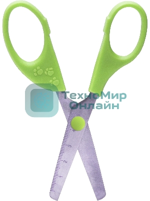 Ножницы для левшей Silwerhof детские 130мм ручки пластиковые асимметричные нержавеющая сталь зеленый