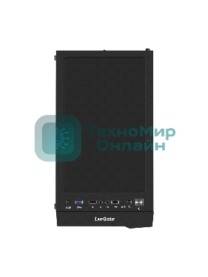 Компьютерный корпус Miditower ExeGate EVO-9211-450NPX (ATX, БП 450NPX с вент. 12см, с окном, 2хUSB+1хUSB3.0, HD аудио, черный, 1 вент. с RGb подсветкой)