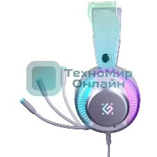 Гарнитура Defender Glitch белый, проводная, подсветка