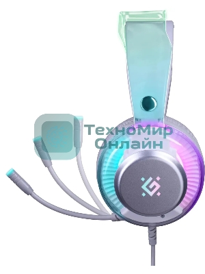 Гарнитура Defender Glitch белый, проводная, подсветка