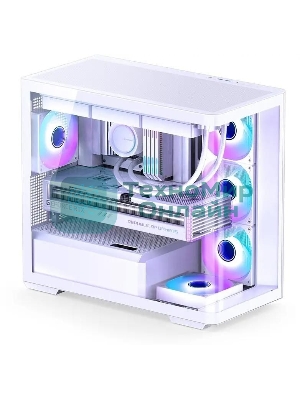Корпус без блока питания JONSBO D300, Mini-Tower, TG, no fan, 2xUSB-A 3.2 + 1xUSB-C 3.2, mATX, mITX White
