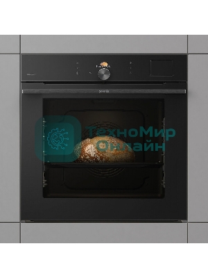 Встраиваемая электрическая духовка Gorenje BFS6148B, объем 77 л, макс. температура 230 градусов, сенсорное/поворотное управление, Wi-Fi, пар (FullSteam), сувид, AirFry, автоматические программы, телескопические направляющие на одном уровне, термощуп, динамическая система охлаждения, многоуровневое приготовление, PerfectGrill, энергоэффективность А+, черный