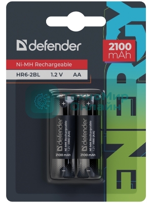 Аккумуляторная батарея Defender HR6-2BL 2100 mAh АА, Ni-MH, блистер, 2 шт.