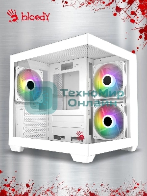 Компьютерный корпус Bloody CC-121 белый без БП mATX 7x120мм 1xUSB2.0 1xUSB3.0 audio