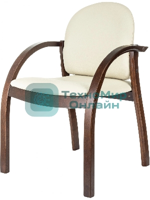 Стул Бюрократ ДЖУНО светло-бежевый, эко.кожа, на ножках дерево