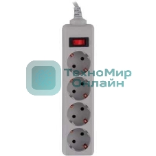 Сетевой фильтр Buro 400SL-1-G 1.5 м, 4 розетки, серый (пакет ПЭ)