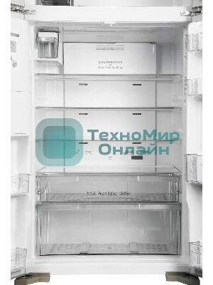 Холодильник Hitachi R-W660PUC7X GC шампань стекло двухкамерный 396/144л морозилка сверху, No Frost, Side by Side