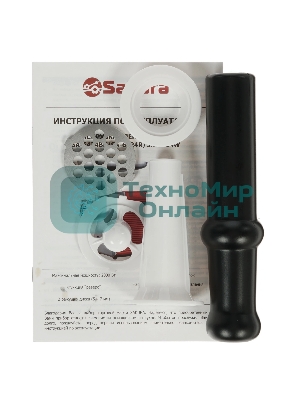 Мясорубка электрическая Sakura SA-6424R красный, 2000 Вт, 3.5 кг/мин, реверс, защита от перегрузки, металлический лоток, насадки - 4