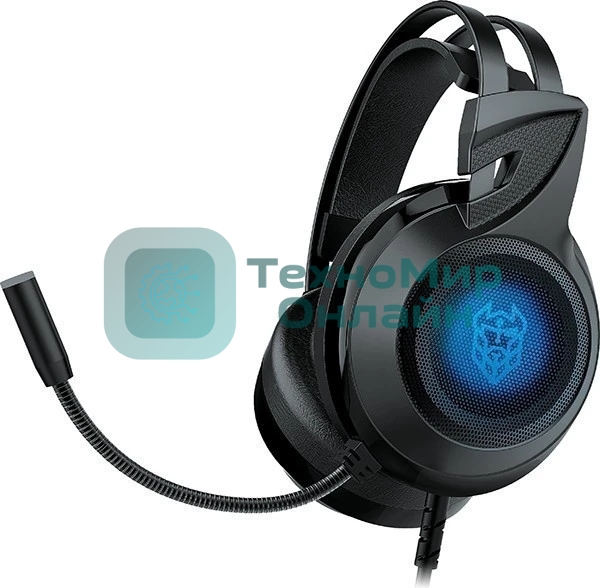 Гарнитура QUMO Odin чёрный, проводная, 3.5 мм, подсветка