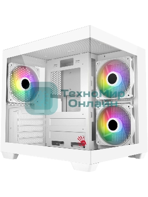 Компьютерный корпус Bloody CC-121 белый без БП mATX 7x120мм 1xUSB2.0 1xUSB3.0 audio
