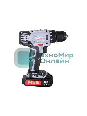 Дрель-шуруповерт аккумуляторная Ресанта ДА-18-2ЛК 75/14/5, Аккумуляторная, 18В, 2 АКБ, Кейс