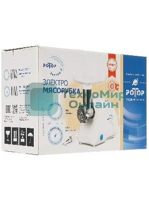 Мясорубка электрическая Ротор Экстра-Р ЭМШ 35/250-2 белый, 1500 Вт, 0.6 кг/мин, реверс, насадки - 2