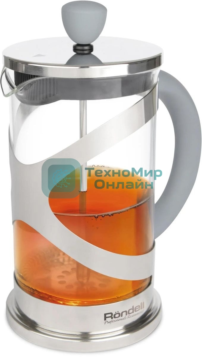 Френч-пресс Rondell Crystal Grey RDS-839, 0.8 л, серый