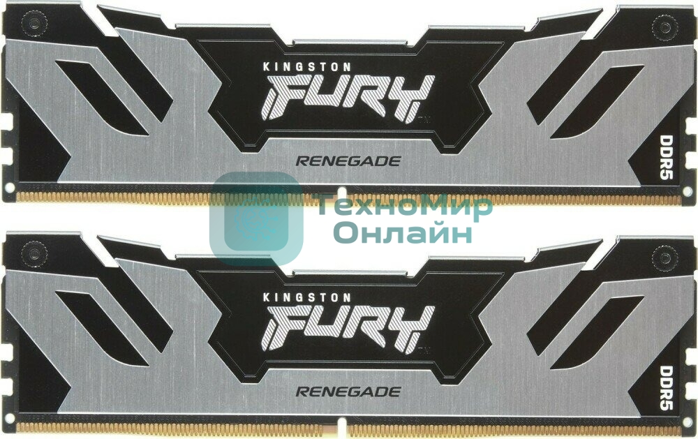 Оперативная память Kingston Fury Renegade, DDR5, 96Gb (2x48GB), 6400MHz, CL32, DIMM, с радиатором, серебристый