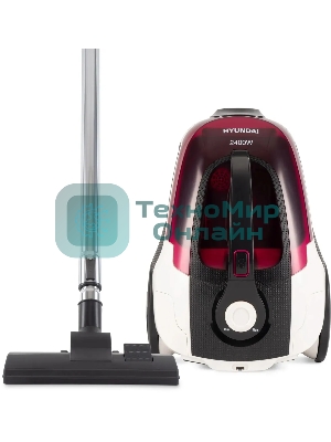 Пылесос Hyundai HYV-C3370 белый/красный, 380/2400 Вт, уборка сухая, пылесборник контейнер 3.5 л