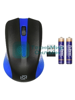 Мышь беспроводная Oklick 485MW черный/синий, 1200 dpi, радиоканал, USB, кнопки - 3