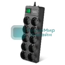 Сетевой фильтр SVEN SF-10E-16 5,0 м (10 розеток) черный