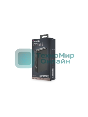 Портативный аккумулятор OLMIO QX-20, 20000mAh, 22.5W, QuickCharge3.0/PowerDelivery, LCD, графитовый