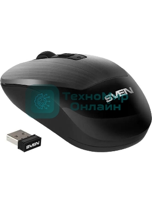 Мышь беспроводная SVEN RX-380W серый металлик, 1600 dpi, радиоканал, USB, кнопки - 4