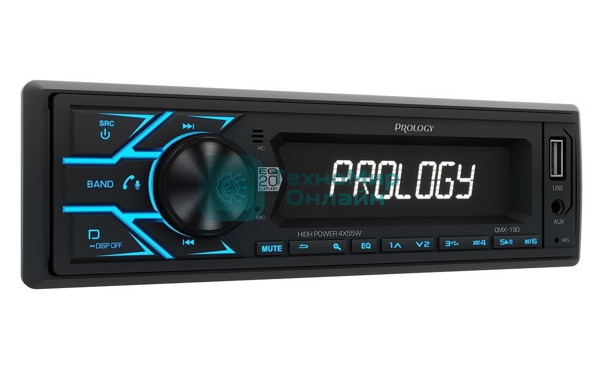 Автомагнитола Prology CMX-190, 1 DIN, Bluetooth, USB Type-A, AUX, пульт ДУ