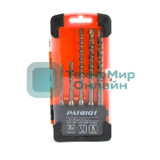 Набор буров PATRIOT SDS Plus, 5 шт: 5x110 мм, 6x110 мм, 6x160 мм, 8x160 мм, 10x160 мм в боксе