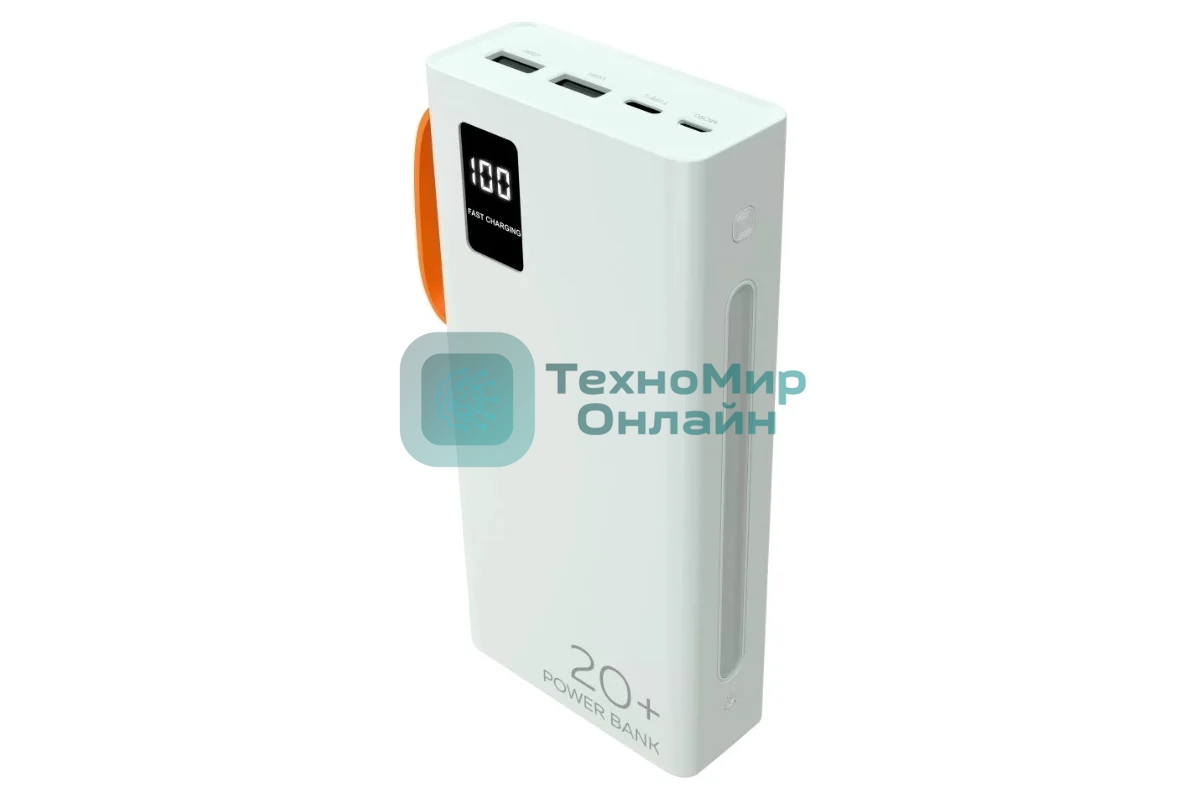 Портативный аккумулятор More choice (4620202550552) PB22-20 с кабелем 2USB 2.1A - 20000mAh белый