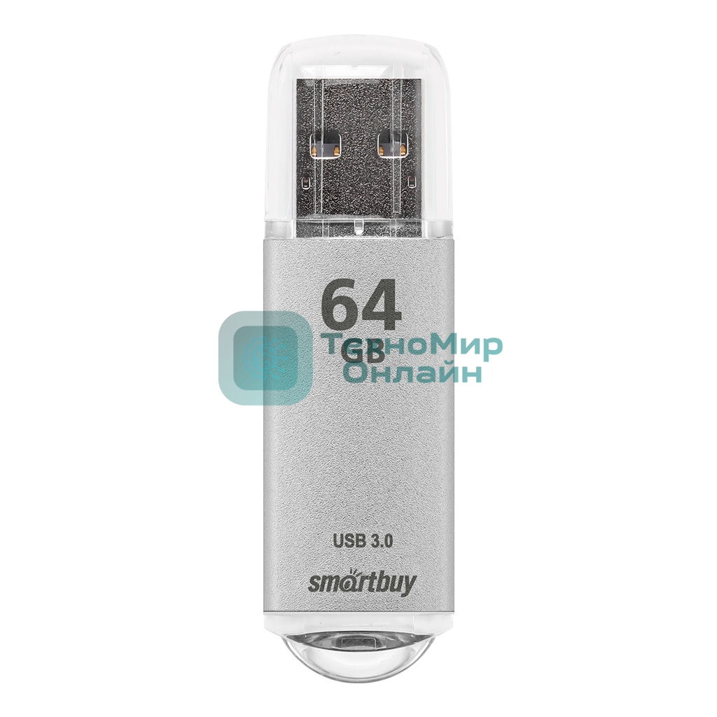 Флешка USB Smartbuy V-CUT SILVER (SB64GbVC-S3), 64Gb, USB 3.0, R/W 75/25, серебристый