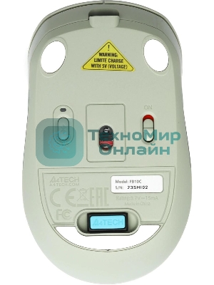 Мышь беспроводная A4Tech Fstyler FB10C зеленый, 2000 dpi, радиоканал, Bluetooth, USB, кнопки - 4