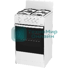 Плита газовая Darina S GM 441 001 W белый/черный, конфорок 4 шт, духовка 50 л, 50 см x 85 см x 51 см