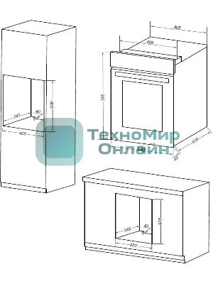 Шкаф духовой электрический Maunfeld EOEM516BG, 45 см, 51 л, бежевый, встраиваемый