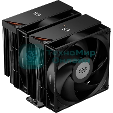 Кулер для процессора PCCooler RT620 Digital BK (250W, 4-pin PWM, LED temp., 157mm, 6x6mm, 2x120мм, 73.32CFM, 34.9dBA, 2200RPM, S: 1851/1700/1200/115X, AM5/AM4, черный)