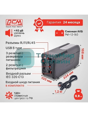 Источник бесперебойного питания Powercom Imperial IMP-825AP 495Вт 825ВА черный