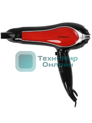 Фен SUPRA PHS-2206L черный/красный, 2200 Вт, ионизация