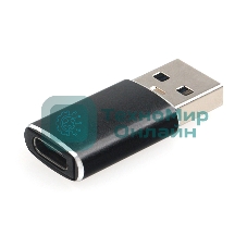 Переходник USB3.1 Cablexpert A-USB3.1-AMCF, AM/Type-C(F), 5 Гбит/с, QC3.0, метал.корпус, Pro, черный, пакет