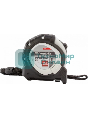Рулетка Matrix Neon, 3 м x 16 мм, обрезиненный корпус, 3 фиксации, PRO
