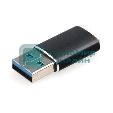 Переходник USB3.1 Cablexpert A-USB3.1-AMCF, AM/Type-C(F), 5 Гбит/с, QC3.0, метал.корпус, Pro, черный, пакет