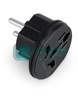 Адаптер-переходник Buro BU-PA01-B, 1 розетка, черный (пакет ПЭ)