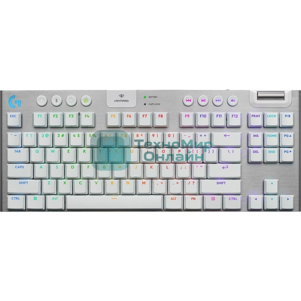 Клавиатура Logitech G915 X гибридная, Bluetooth, радиоканал, без num pad, белый