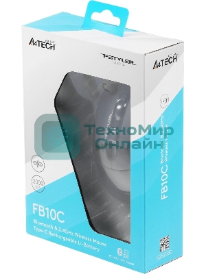 Мышь беспроводная A4Tech Fstyler FB10C черный, 2000 dpi, радиоканал, Bluetooth, USB, кнопки - 4