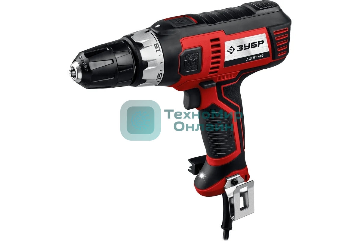 Дрель-шуруповерт сетевой Зубр ДШ-М1-400, Сетевая, 400Вт