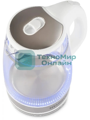 Чайник электрический Hyundai HYK-G3506 1.7л. 2200Вт белый/серебристый корпус: стекло