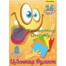 Бумага цветная Silwerhof одност. 16л. 8цв. A4 Монстрики 50г/м2 обл.бум.офсет скрепка
