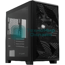 Компьютерный корпус без блока питания HSPD M340, Mesh Mid Tower, черный, TG, 0.5 SPCC, no fans, mATX, mITX, 165/350/200мм, 2x2.5