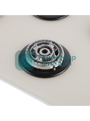 Газовая варочная панель Maunfeld EGHG.43.33CBG/G газ, ширина 45 см, 3 конфорки, WOK, чугунные решетки, газ-контроль, электроподжиг, бежевый